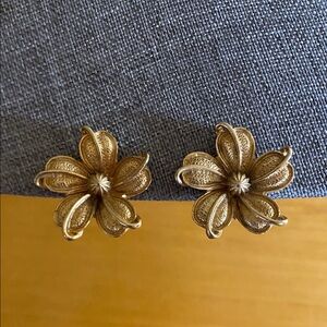 Vintage Gold Floral Earrings